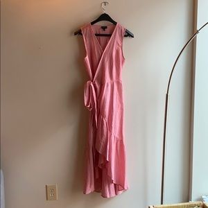 WHO WHAT WEAR red and white stripe wrap dress XS